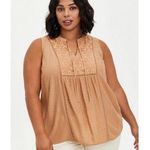 Torrid Swiss Dot Crochet Inset Tank Indian Tan Women's Plus Size 0 Photo 0