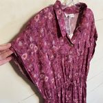 Lucky Brand  Short Sleeve Shirt Dress Purple Berry Floral Cinched Waist: XL NWT Photo 5