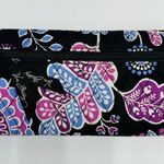 Vera Bradley Black Purple Blue White Boho Floral Wallet Blue Plaid Interior Photo 3
