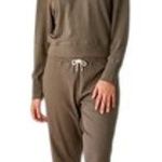 Leallo Women's Olive Green Jewel Puff Sleeve Crew Pullover Sweatshirt Medium Photo 0