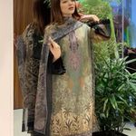 Bollywood design chiffon 3pc kamiz set Indian Pakistani Green Size L Photo 3