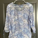 Missoni Women’s Blue Floral 3/4 Sleeve Tie Blouse Y2k 90s Size XL 100% Silk Photo 1