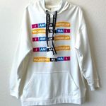 NWT! Dubgee I Am An American Pullover Hoodie Sweater White Size M Photo 3