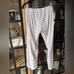 LAKE Pajamas pima long pants bottoms striped pink & green piping Photo 2