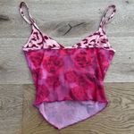 Floral Cami Crop Top with Pink Leopard Trim Photo 1