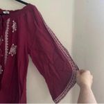 Sonoma  Maroon Red Embroidered Exposed Sleeve Peasant Blouse Shirt Top Boho Photo 8