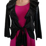 NWT MISHCA Tie Front Jacket Topper‎ Black Tonal Animal Print Ruffle Size Small Size M Photo 0