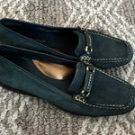 Antonio Melani  Women's Size 8M Teal Suede Loafer Shoes Square Toe Gold Buckle Photo 0