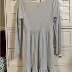 Wild Fable  Babydoll Light Baby Blue Waffle Knit Long Sleeve Empire Ruffle Dress Photo 2