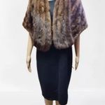 Vintage Genuine 100% Mink Paul Magder Fur Fully Lined Floral Stole Jacket Sz S/M Brown Size M Photo 2