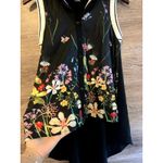 Gracia  Top Size M Floral Black Halter Assymetrical Black Collared Excellent Photo 1