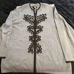 Bob Mackie  Wearable Art Gray Cardigan with Black‎ Embroidered Design XL Photo 4