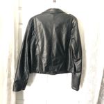 Arizona Jeans Arizona Jean co. Women's Black Faux-Leather Moto Jacket full zip size L Photo 5