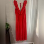 ZARA  Pleated midi  Dress Red size small Photo 13