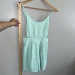 Tea & Cup  Women’s Romper Size S Sage Blue Green Open Back Spaghetti Strap Photo 5