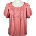 Spense Coral Pink Satin Pleated Blouse L NWT Cottagecore Romantic Coquette Satin Size L Photo 0
