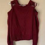 Qearal Red Long Sleeve Cut Out Shoulders Sweater Top Blouse Winter Festive Size M Photo 0