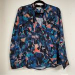 Allison Joy  Blue Floral Boho Tie Neckline Blouse Womens S Evereve Top Shirt Photo 0
