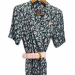 Vintage 60's Floral Midi Dress size 10P Pink Photo 2