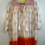 Roberta Roller Rabbit  for Gorsuch White/Orange Silk/Cotton Tunic Blouse Medium Photo 0