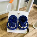 Handmade  Dark Blue Earrings Soutache handcrafted Unique Photo 1