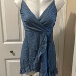 Altar'd State Altar’d State Cotton Pinstripe Faux Wrap Mini Dress, Size Small Photo 0