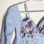 Lulumari floral embroidered cold shoulder striped babydoll top size S Photo 5