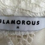 Glamorous White Lace Mock Neck Short Sleeve Sheer Mini A-Line Dress Size M Photo 3