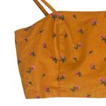 American Eagle  Crop Top Womens S Mustard Floral 100% Cotton Smocked Y2K Boho Photo 1