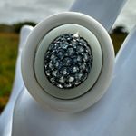 FP Sterling Silver White Enamel & Blue Pavé Stone Ring Photo 6