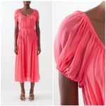 La Ligne Isabelle‎ Silk Puff Sleeve Dress adjustable coral pink NWT XS Photo 1