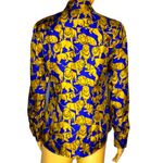 J.Crew  Collection Royal Blue Gold
Lion Print Silk Shirt Blouse Size 0 Photo 8