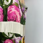 Ports International Multicolor Floral 100% Silk Short Cap Sleeve Flowy Dress Green Size 6 Photo 3