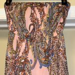 LOVE, FIRE STRAPLESS PINK PAISLEY MAXI DRESS ELASTIC TOP PEEP HOLE ON BACK CUTE Photo 1