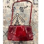 VTG Maestro Two Toned Red Leather Small Purse W BLK Velour Interior Boho Indie Photo 0