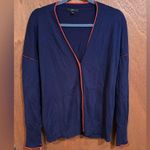 J.Crew  Tipped Merino Wool Cardigan in Navy Cerise Buttoned Size M Photo 0
