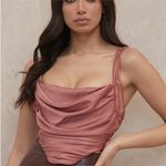 House Of CB  SET Aella‎ top 'Colette' Rose Satin Low Waist Midi Skirt NWOT Size S Photo 13