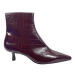 Mango  Pointed Toe Crocodile Kitten Heel Ankle Boots Burgundy Size 36/ 6 Photo 2