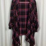 Torrid Purple Plaid Open Front Fringe Flannel Cardigan Jacket Sz.4 Photo 5