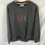 Rae Dunn  Believe Embroidered Grey Sweatshirt Size Large Photo 0
