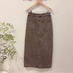 Ena Pelly Olive Green Maxi Denim Skirt in Olive Green / Grey Size 26 NWOT Photo 4