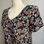 Vintage 90s Donna Toran Floral Jumpsuit Palazzo Black Short Sleeve Size Small Photo 2