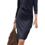 Sundance  Criss Cross Draping V-Neck Knee Length Wrap Dress Women's Large Black Photo 0