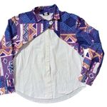 Vintage Roughrider by Circle Shirt Aztec Western Print overlay w/silver button Purple Size L Photo 0