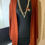 Cyrus Evolution by Davison Scallop Edge Cardigan/Rust W/long beaded Necklace SP Photo 0