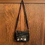 Boutique Embroidered black faux vegan leather crossbody bag NWOT Photo 1