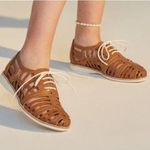 Rollie Nation Tan Leather Derby Cage Lace Up Shoes Size 7 Photo 0