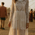 Dolls Kill Lovecat Cream Sheer Lace Dress Size Medium Photo 0