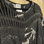 Vocal Black Bling Rhinestone Laser Cut Tie Dye Long Sleeve T Shirt Small NWT Photo 2