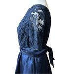 Adrianna Papell Silk and Lace Navy Blue Dress Size 8 Photo 5